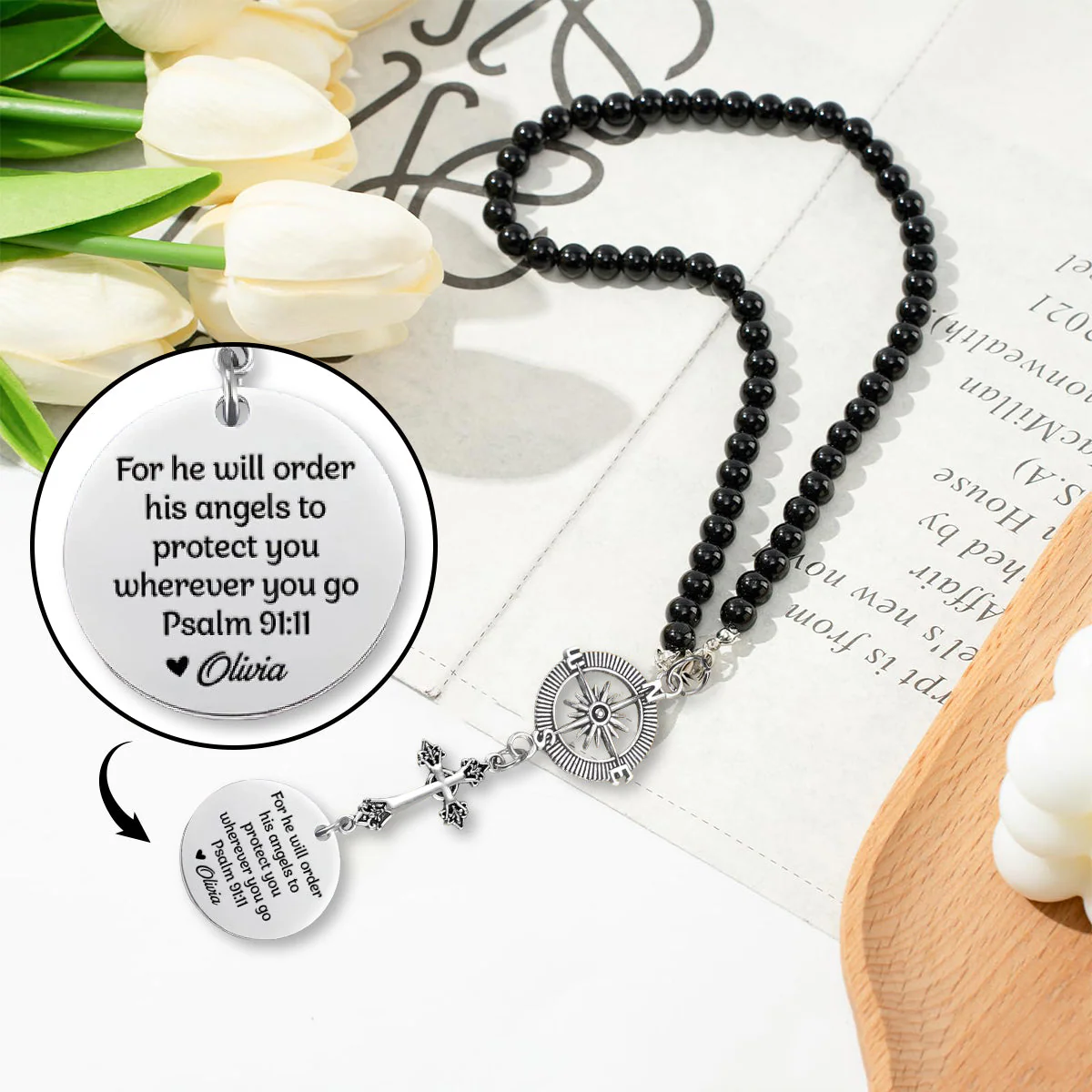 Carry A Piece Of You - Family Personalized Custom Cross Car Charm - Image 2