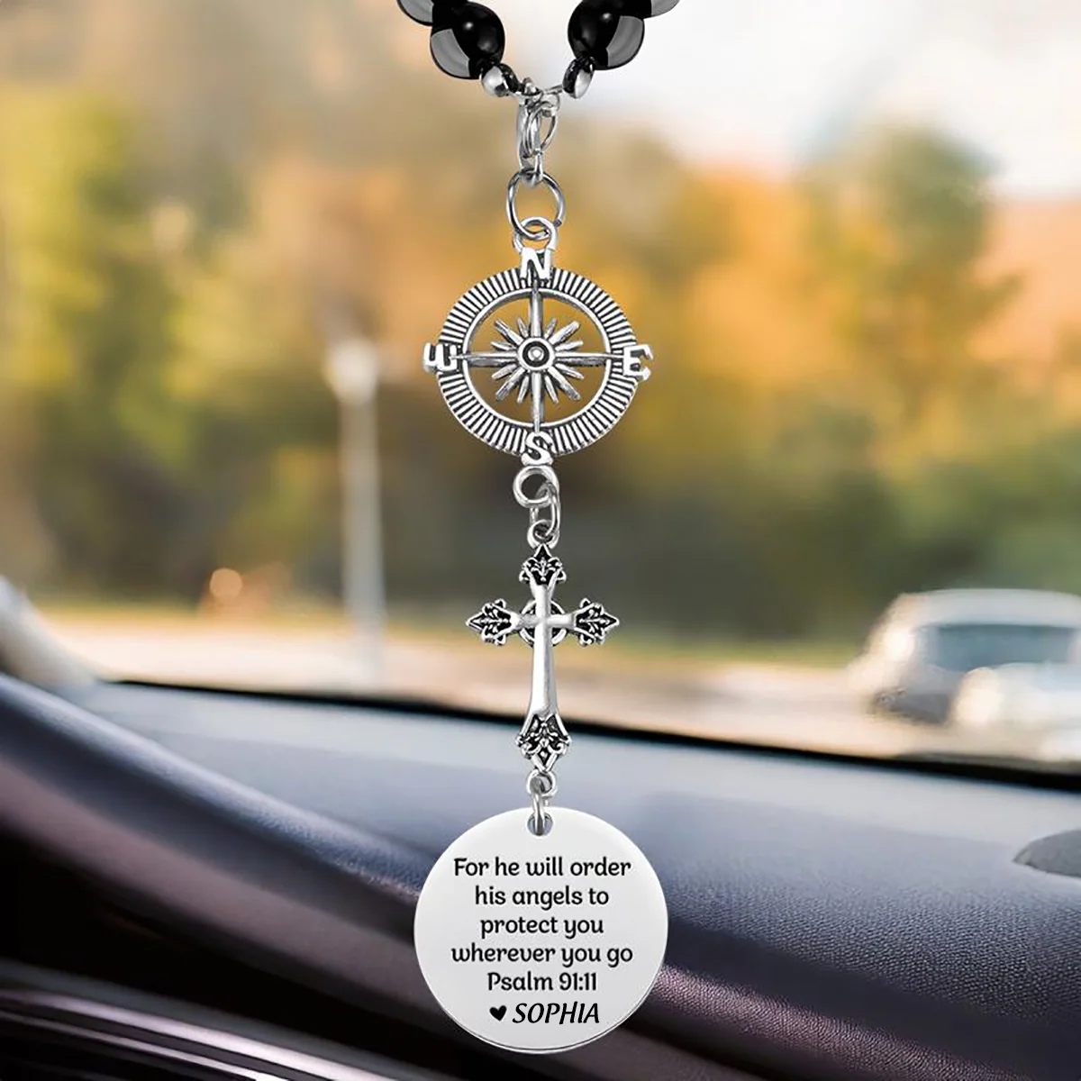 Carry A Piece Of You - Family Personalized Custom Cross Car Charm - Image 3