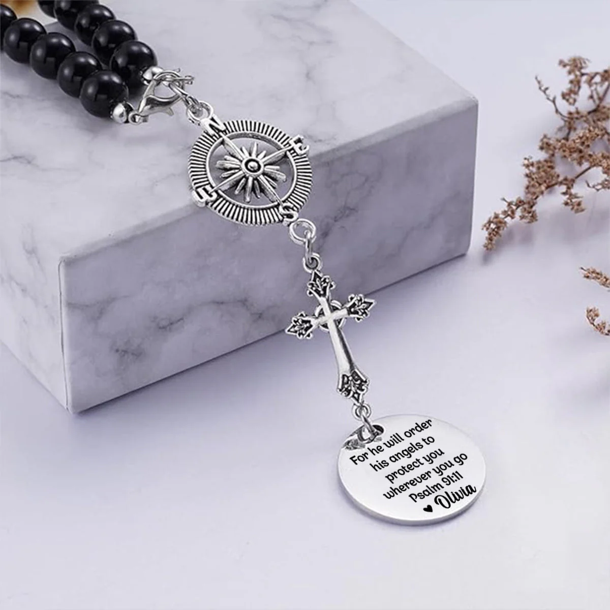 Carry A Piece Of You - Family Personalized Custom Cross Car Charm - Image 4