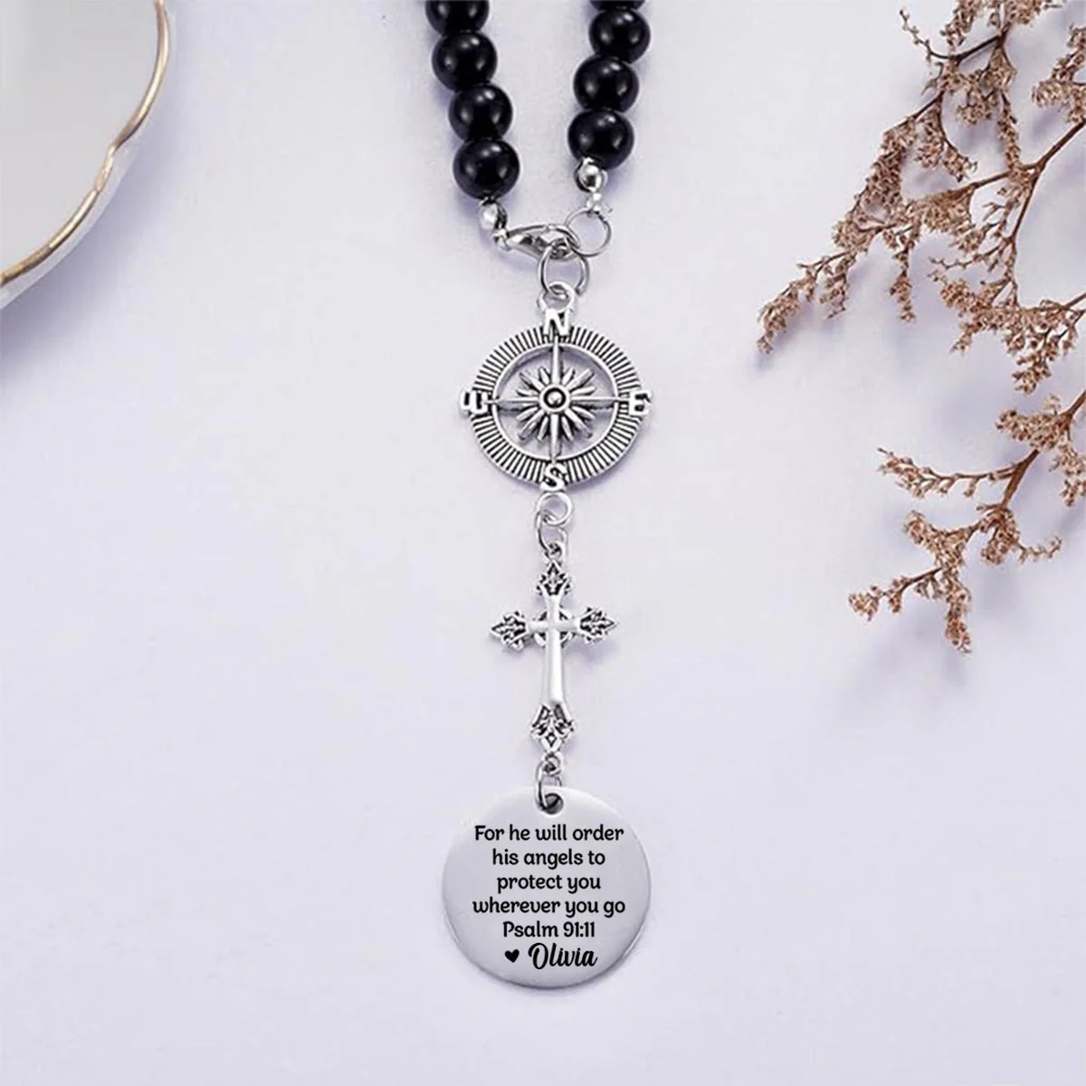 Carry A Piece Of You - Family Personalized Custom Cross Car Charm - Image 5