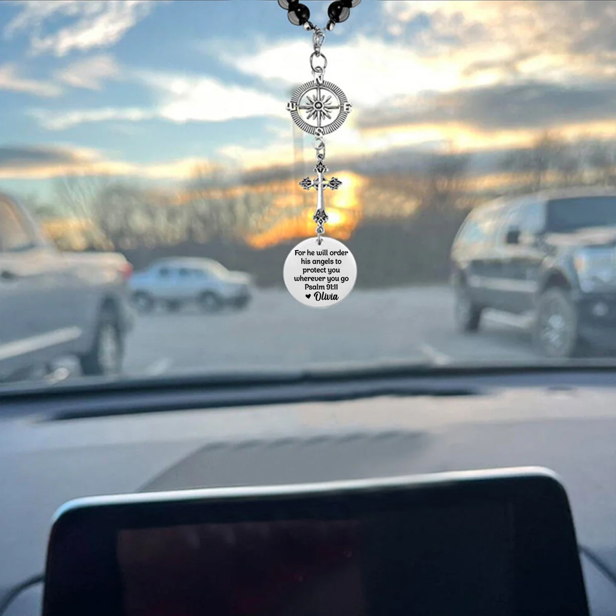 Carry A Piece Of You - Family Personalized Custom Cross Car Charm - Image 7