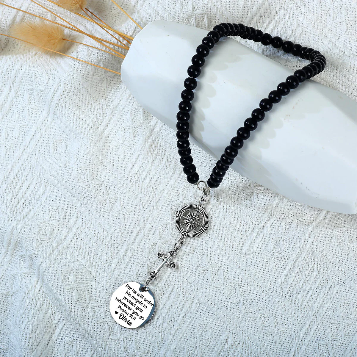 Carry A Piece Of You - Family Personalized Custom Cross Car Charm - Image 8