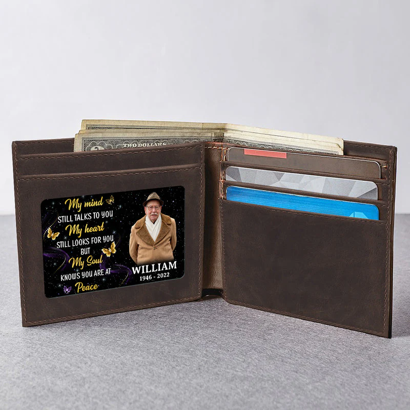 Carry You With Me Glow Butterflies Memorial Gift Personalized Metal Wallet Card - Image 3