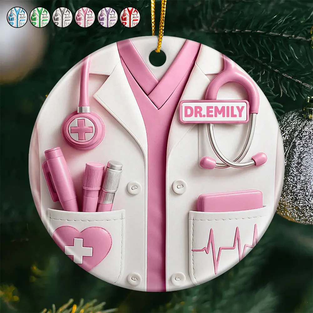 Celebrate A Special Medical Professional - Personalized Circle Ceramic Ornament - Image 3
