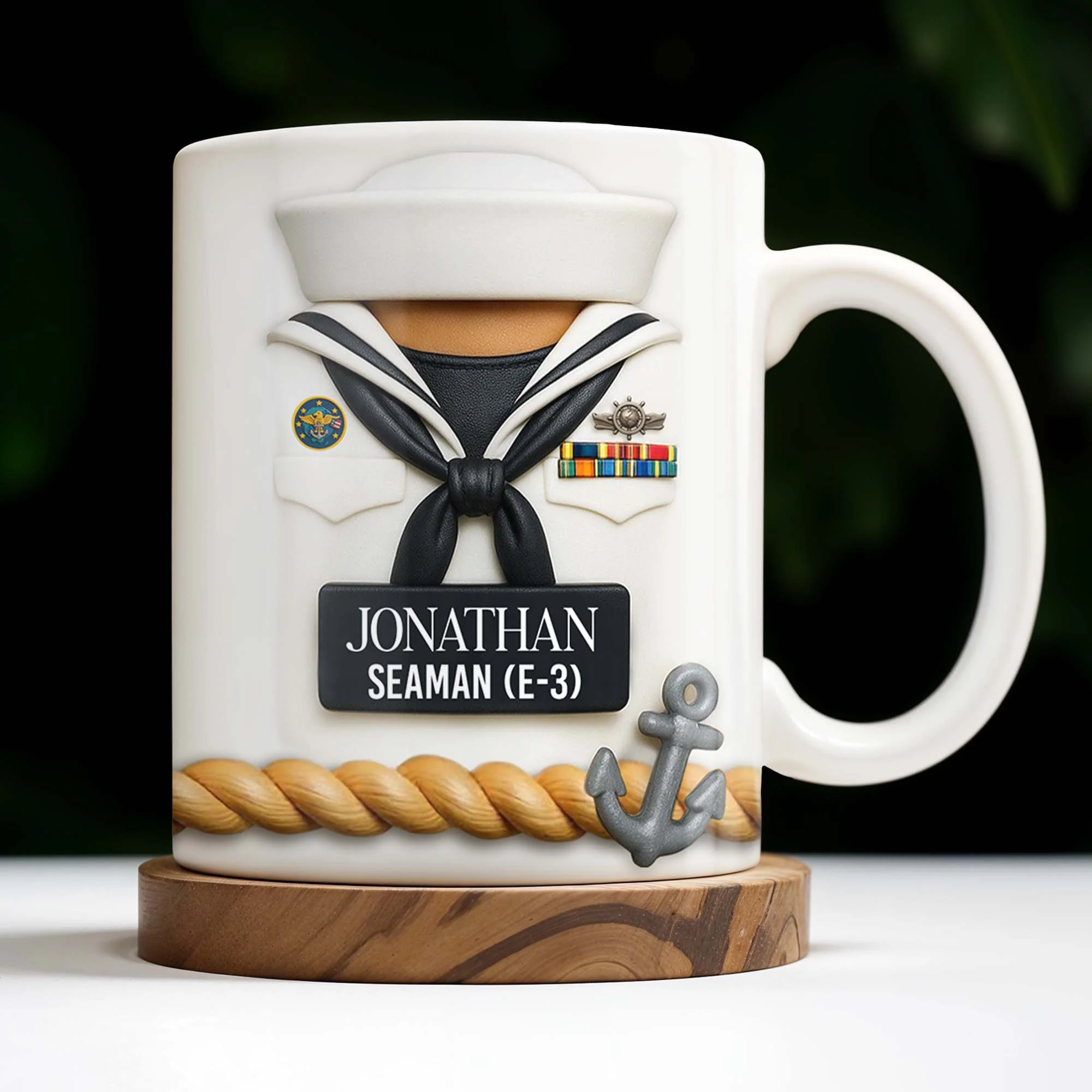Celebrate Our Navy Heroes With Custom Navy Uniform And Anchor Design, Personalized Custom Coffee Mug - Image 7