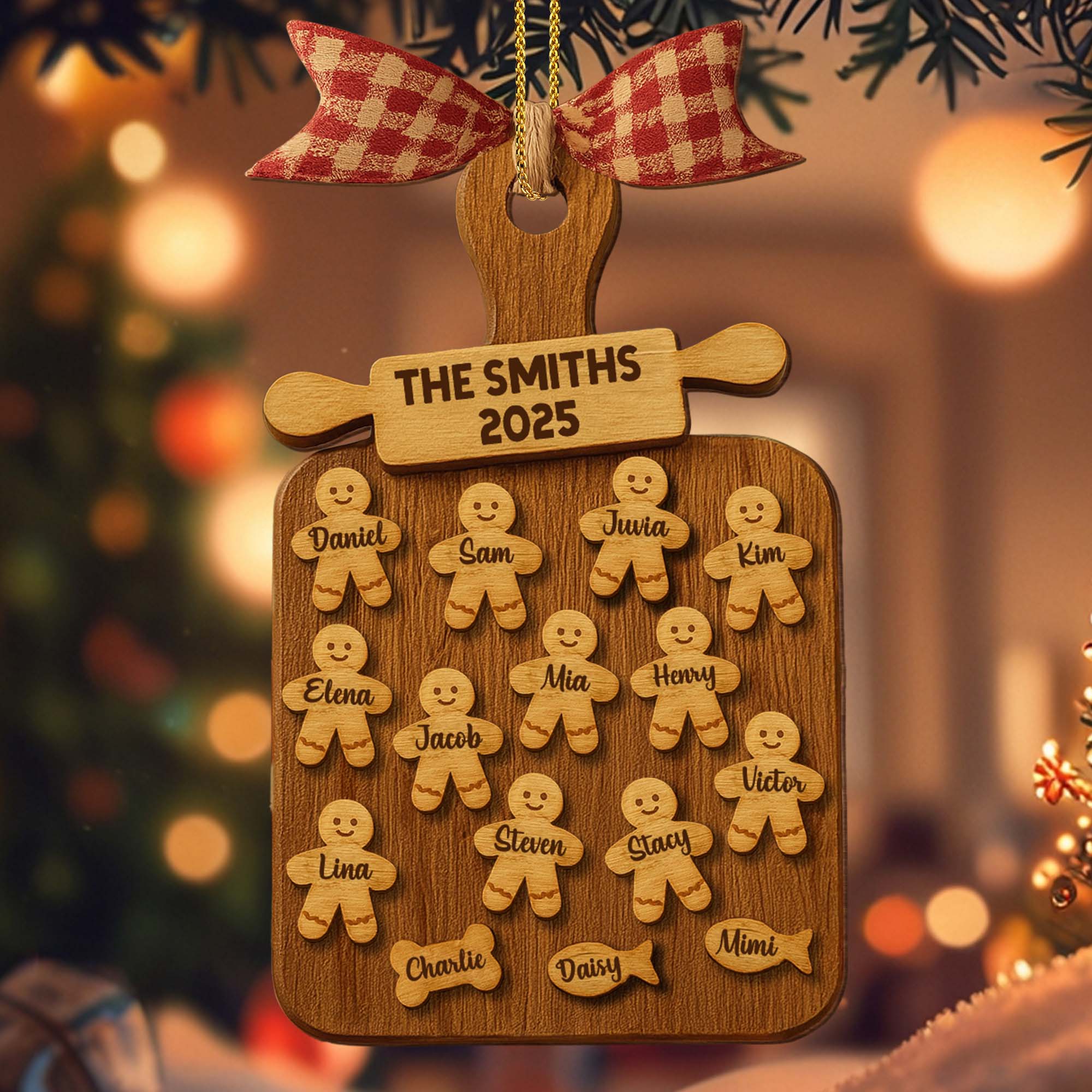 Celebrate Your Family With Cookie Figures Ornament, Personalized Custom Wood Ornament - Image 2