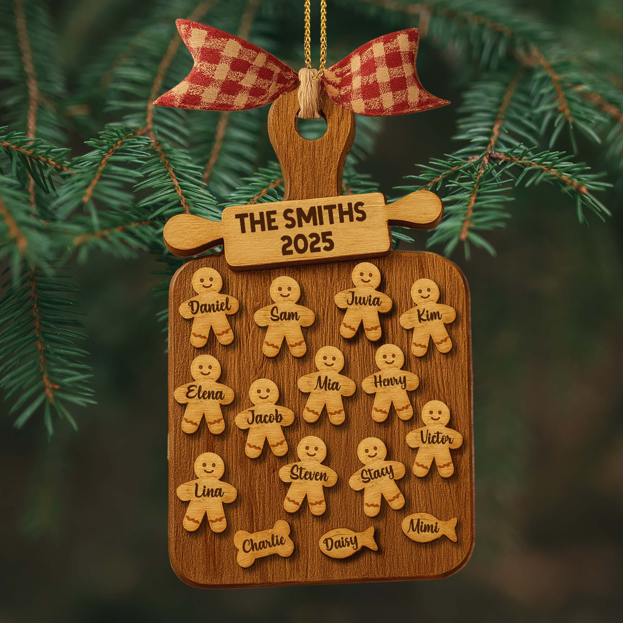 Celebrate Your Family With Cookie Figures Ornament, Personalized Custom Wood Ornament - Image 3