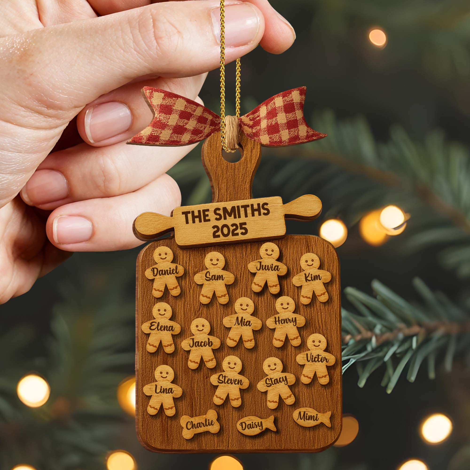 Celebrate Your Family With Cookie Figures Ornament, Personalized Custom Wood Ornament - Image 4