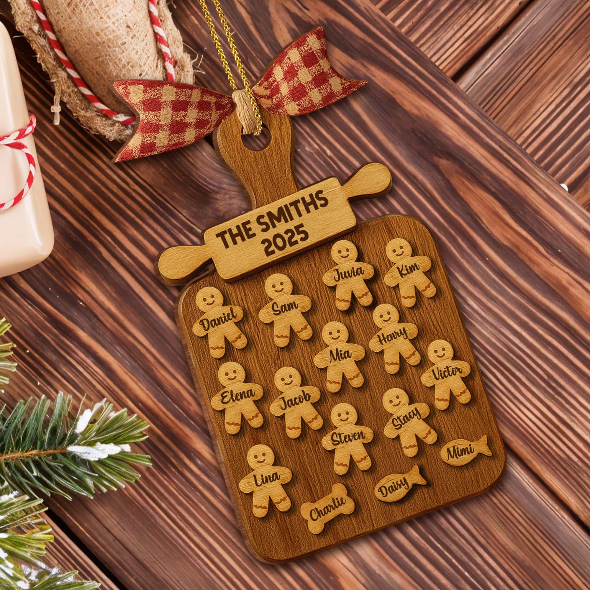 Celebrate Your Family With Cookie Figures Ornament, Personalized Custom Wood Ornament - Image 5
