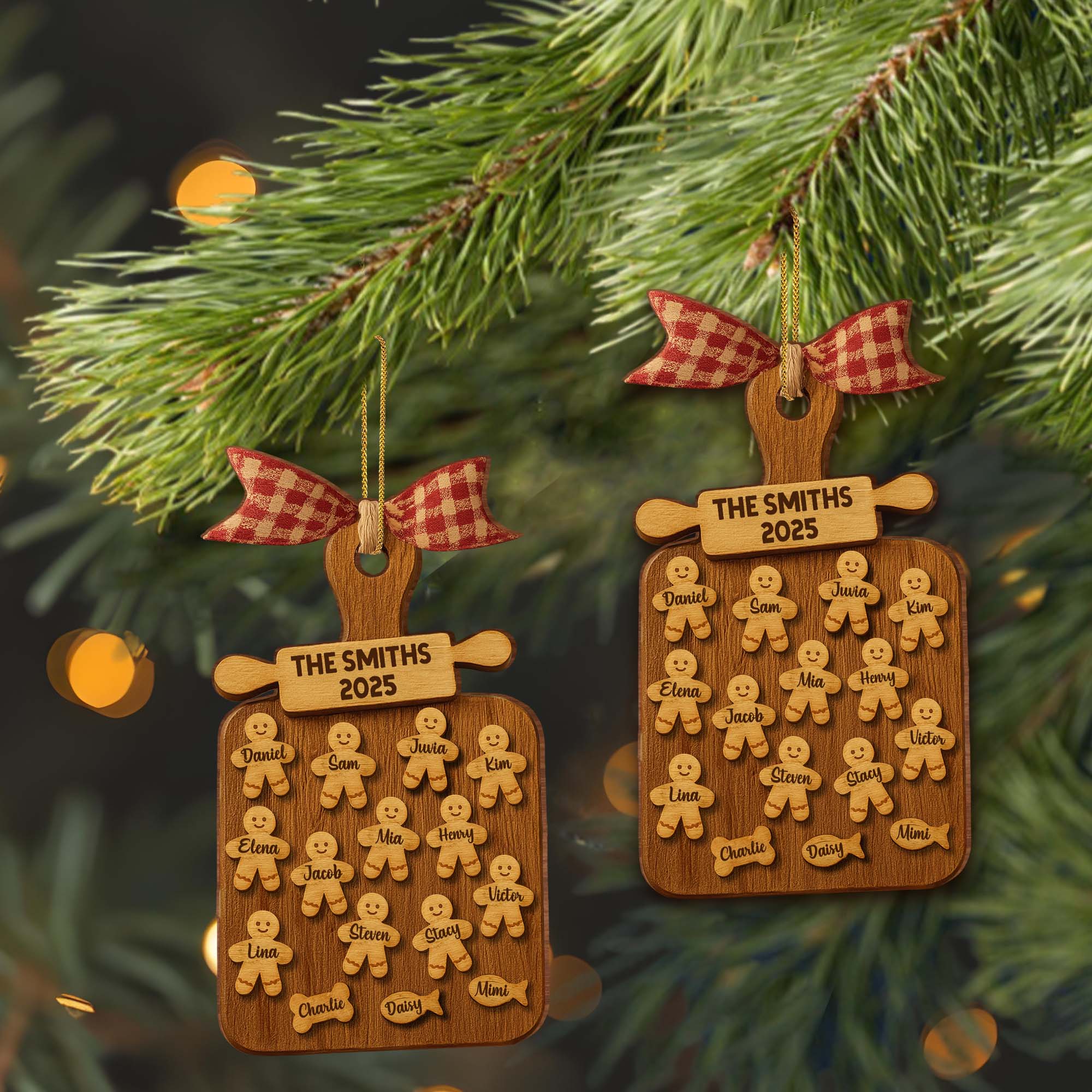 Celebrate Your Family With Cookie Figures Ornament, Personalized Custom Wood Ornament - Image 6