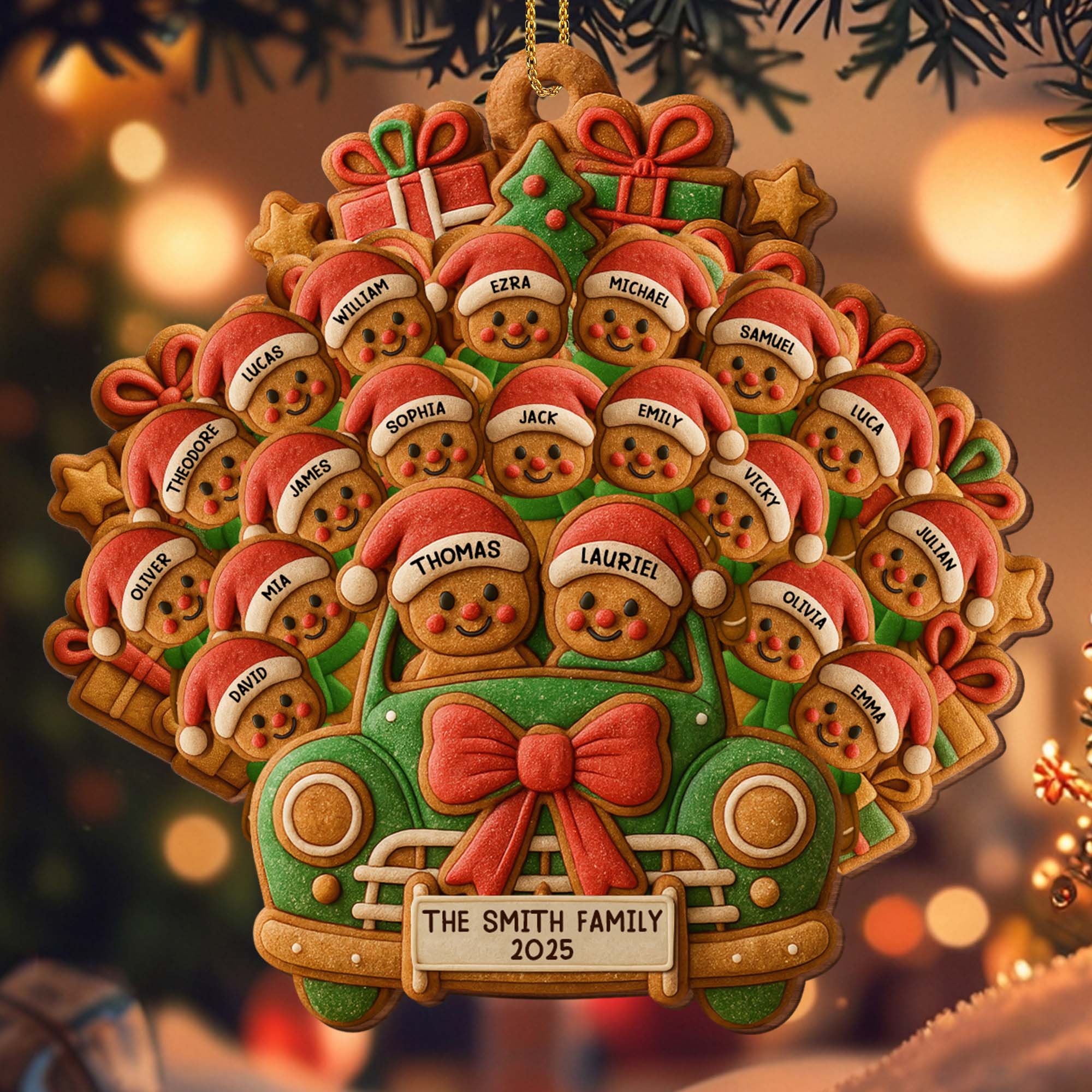 Celebrate Your Family's Holiday With Custom Van And Bears Ornament, Personalized Wood Ornament - Image 2