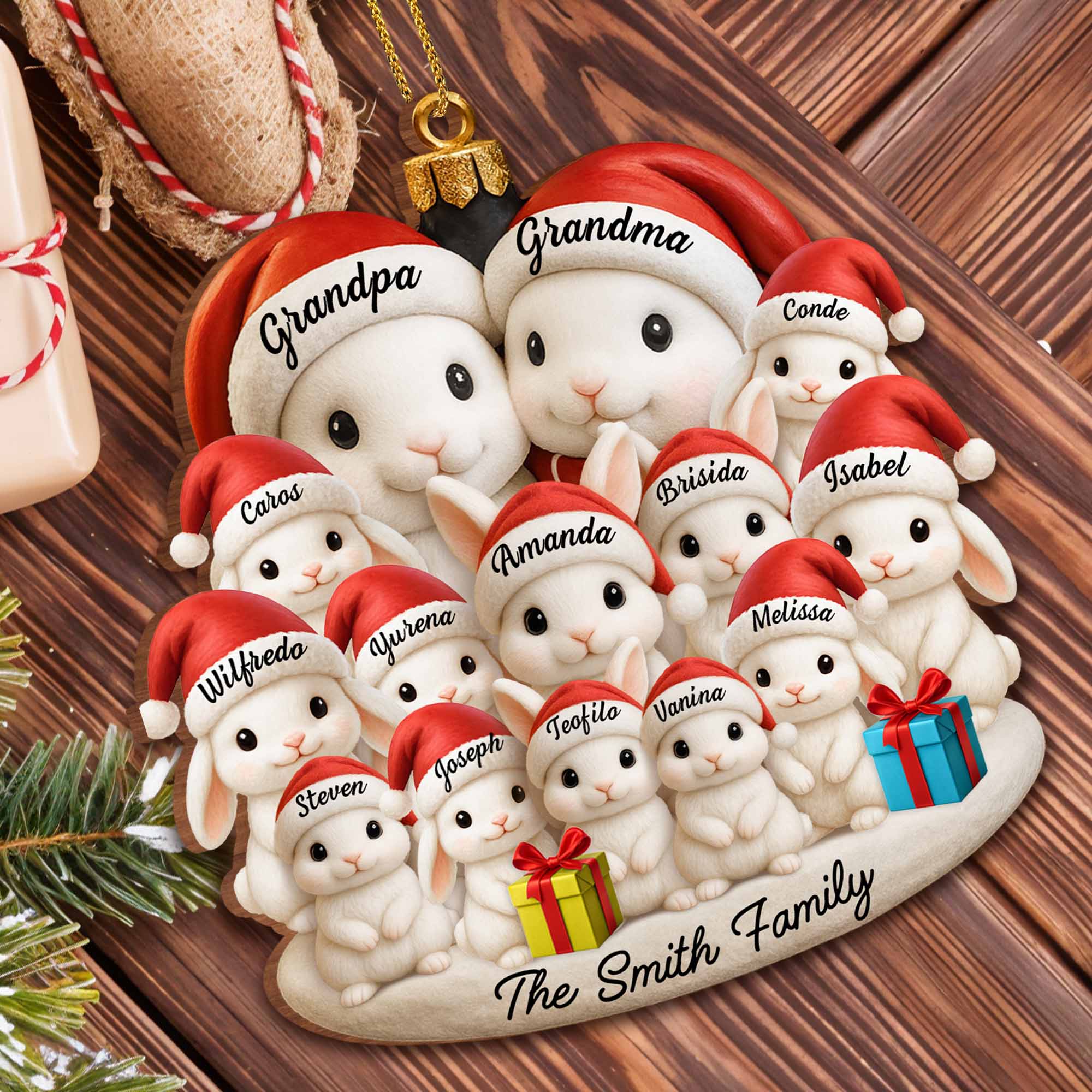 Celebrate Your Family's Magical Christmas,  Personalized Custom Wood Ornament, Gift For Family - Image 7
