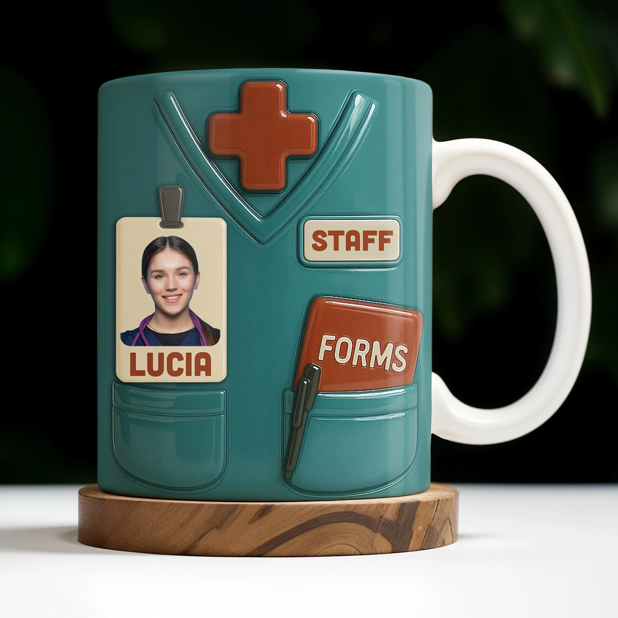 Celebrate Your Favorite Nurse, Medical Scrubs and ID Badge, Personalized Custom Coffee Mug - Image 7