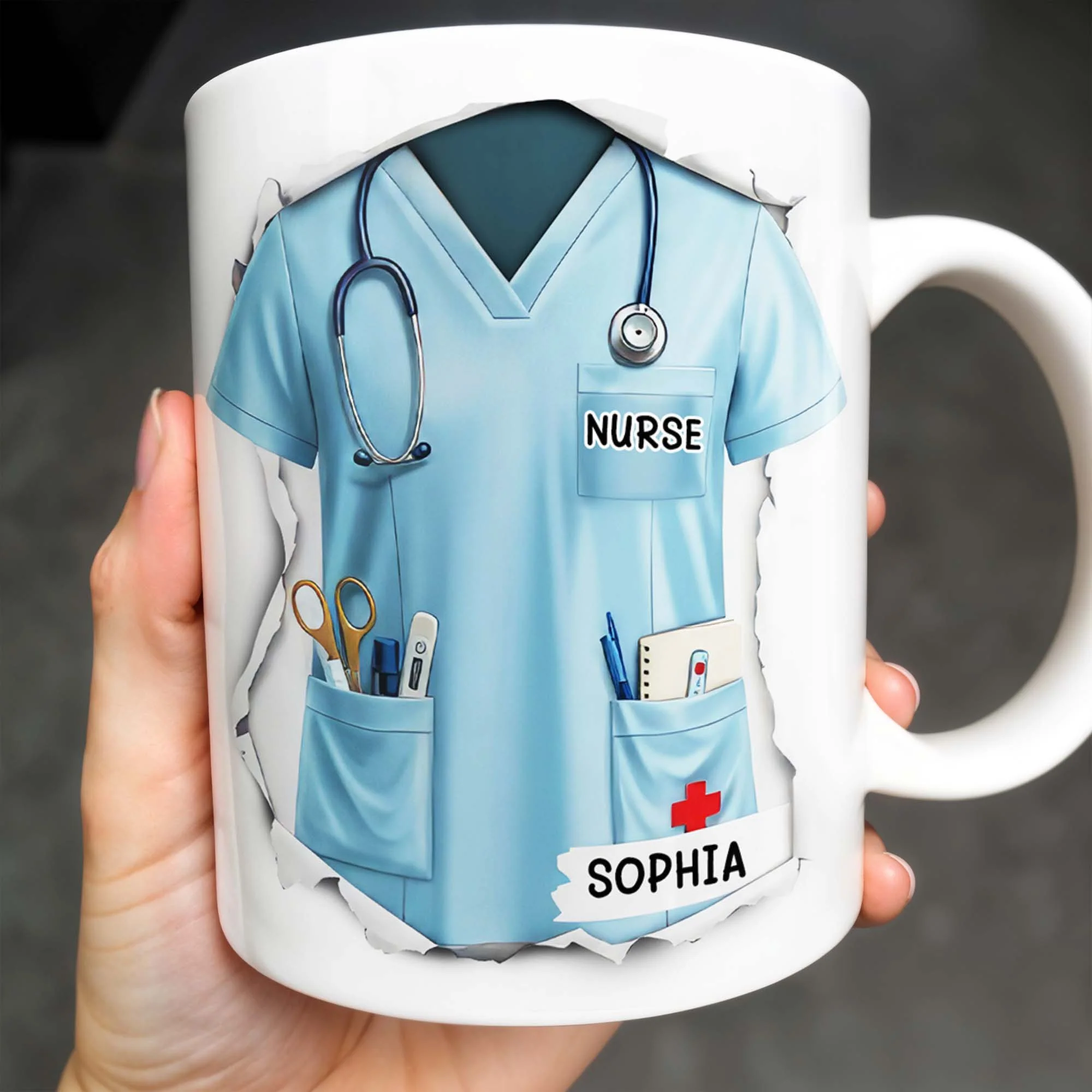 Celebrate Your Favorite Nurse, Nurse Uniform And Medical Tools, Personalized Coffee Mug, Gift For Nurses - Image 2