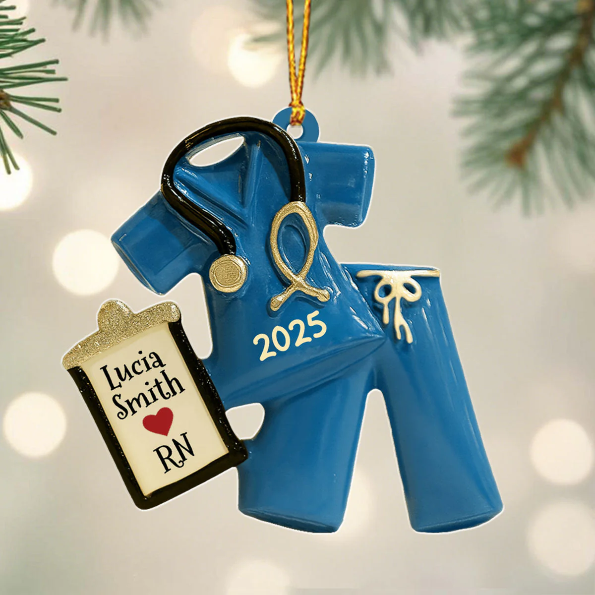 Celebrate Your Favorite Nurse With Scrubs And Badge Ornament, Personalized Acrylic Ornament, Gift For Nurses And Medical Professionals - Image 3