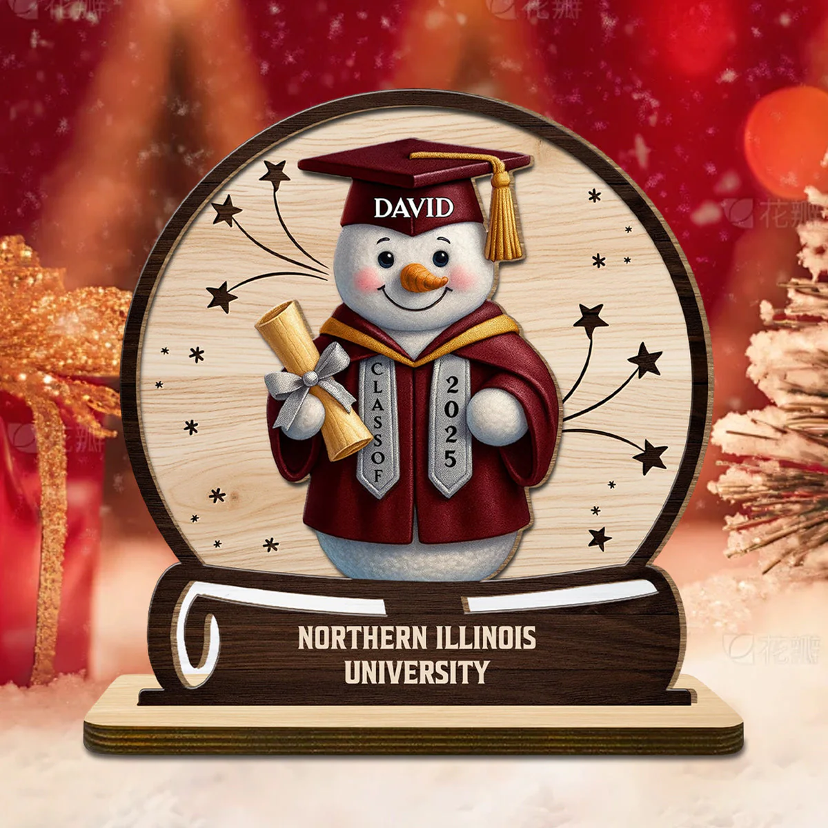 Celebrate Your Graduation, Snowman With Cap And Diploma Personalized Wooden Plaque, Gift For Graduates - Image 3