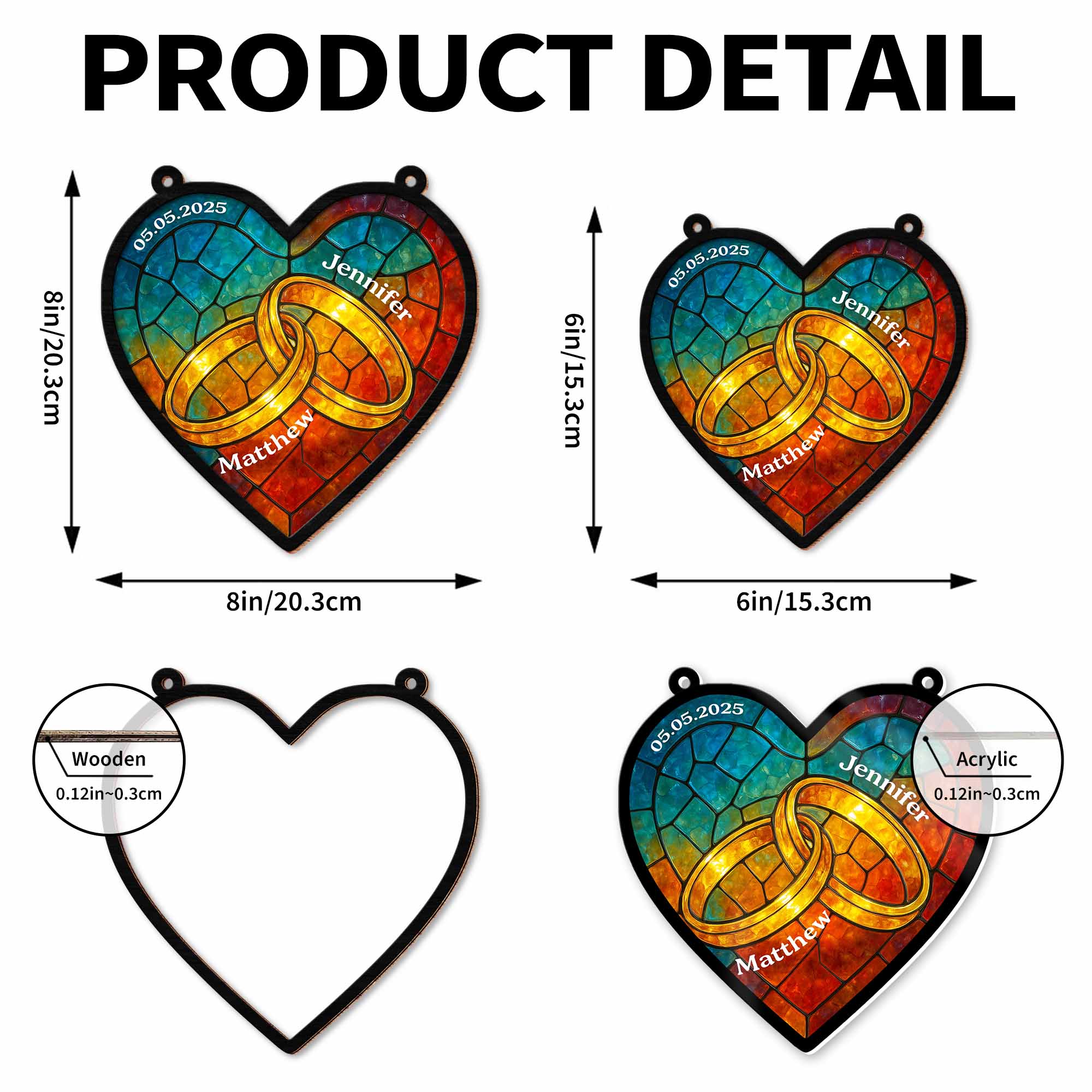 Celebrate Your Special Bond With Interlocked Rings Suncatcher, Personalized Custom Suncatcher - Image 4