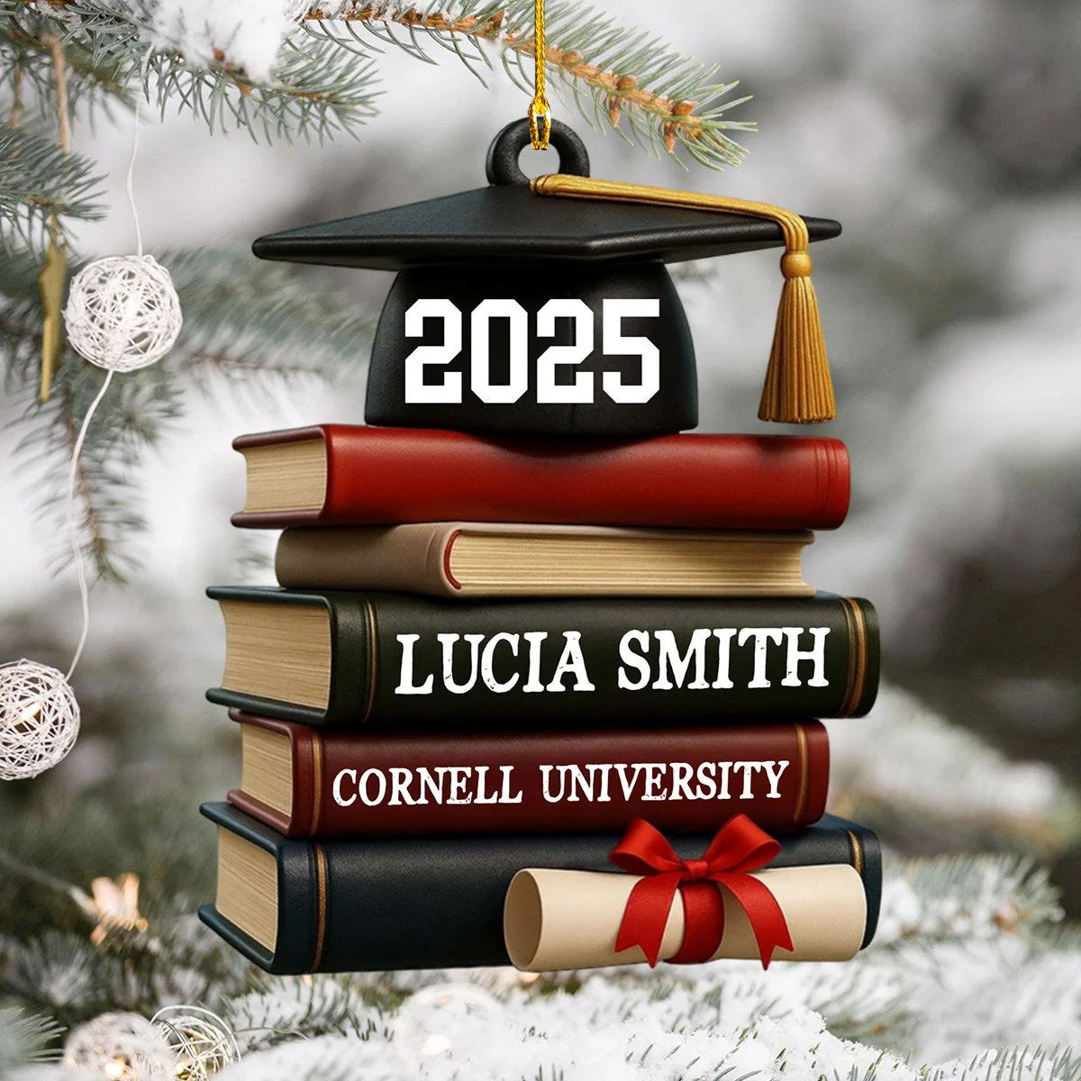 Celebrating Academic Excellence Books And Diploma Personalized Acrylic Ornament - Image 5