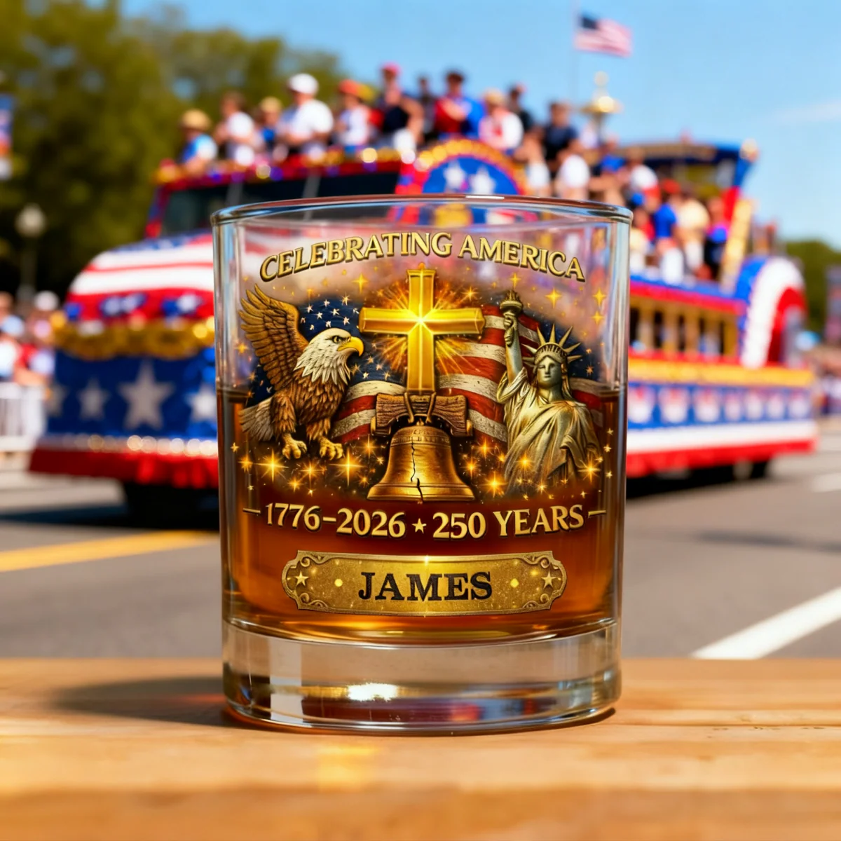 Celebrating America 1776-2026 250 Years Theme Personalized Whiskey Glass - Image 5