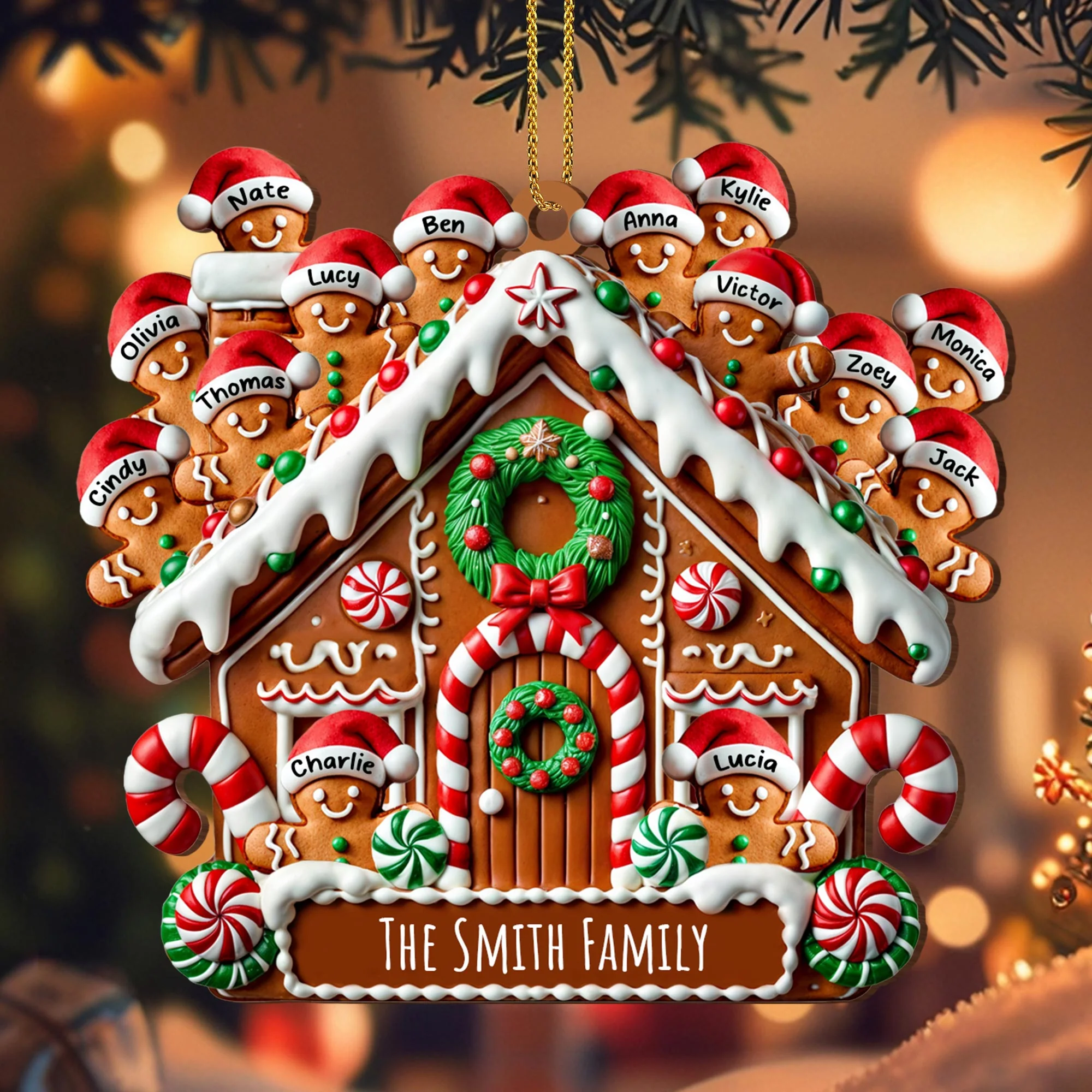 Celebrating Sweet Moments Together - Cookies House Personalized Custom Wood Ornament - Gift For Family - Image 2