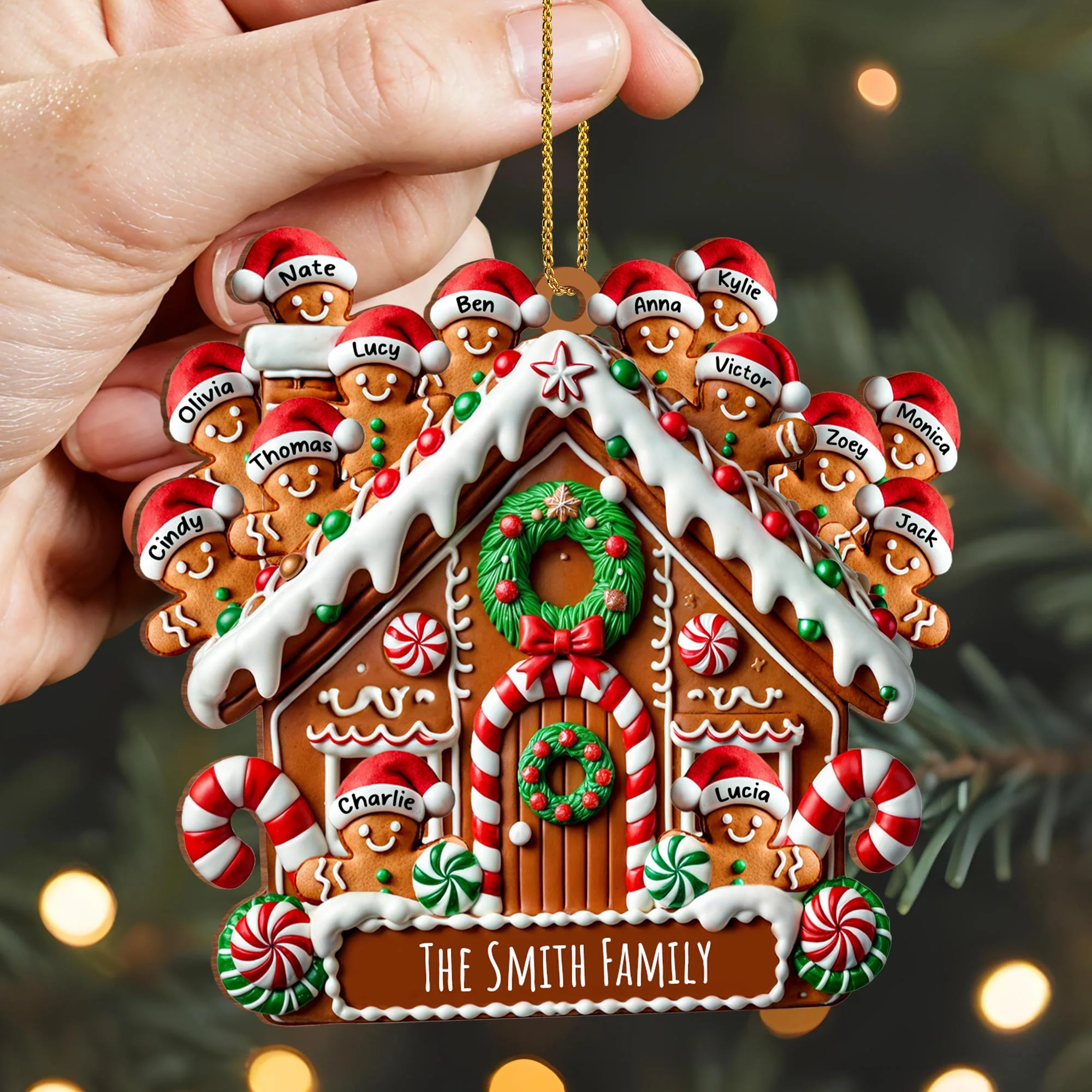Celebrating Sweet Moments Together - Cookies House Personalized Custom Wood Ornament - Gift For Family - Image 3