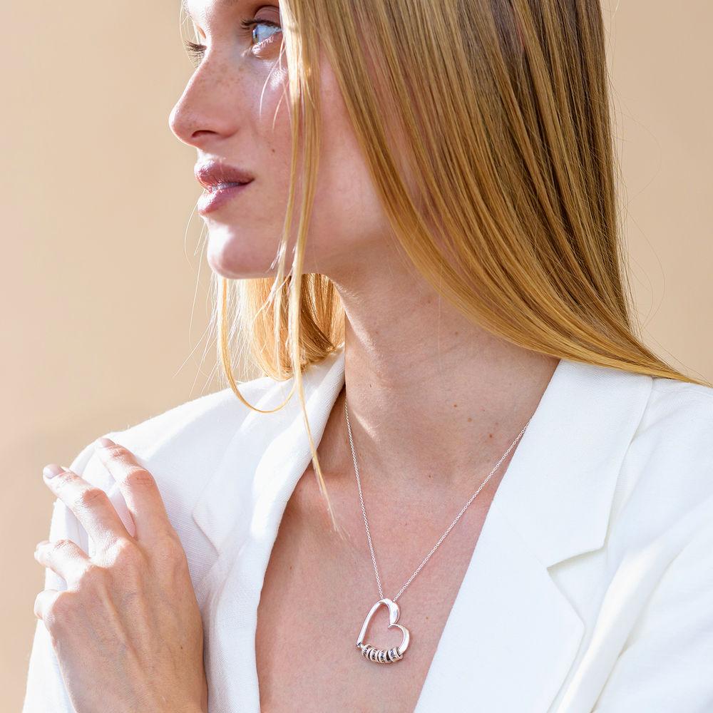 Mother's Day Gift Charming Heart Necklace with Engraved Beads - Image 10