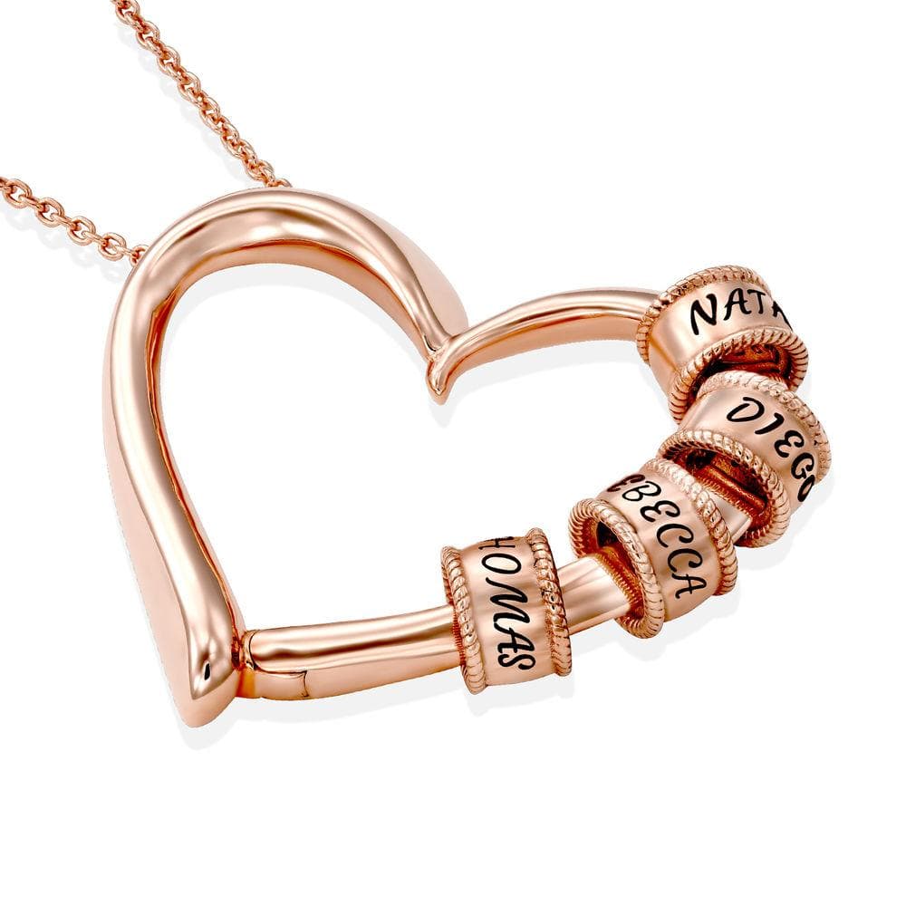 Mother's Day Gift Charming Heart Necklace with Engraved Beads - Image 14