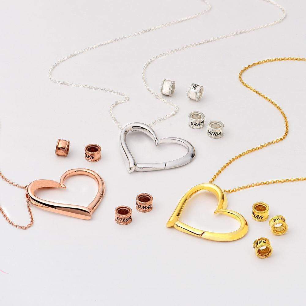 Mother's Day Gift Charming Heart Necklace with Engraved Beads - Image 15