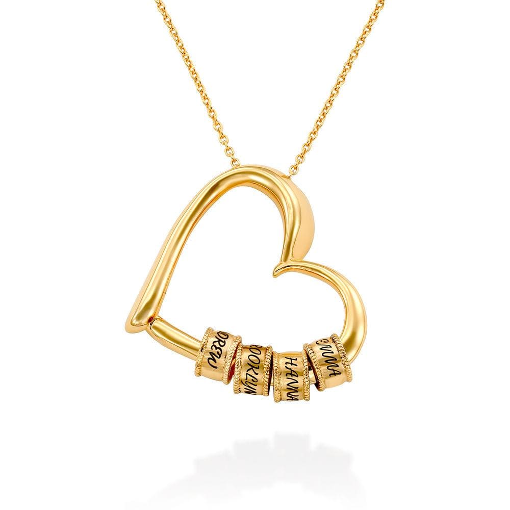 Mother's Day Gift Charming Heart Necklace with Engraved Beads - Image 3