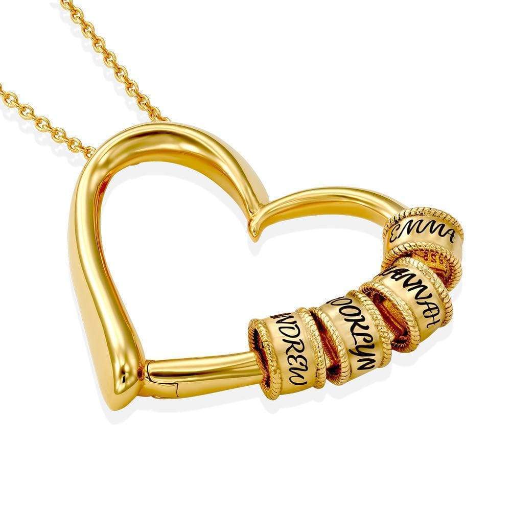 Mother's Day Gift Charming Heart Necklace with Engraved Beads - Image 4