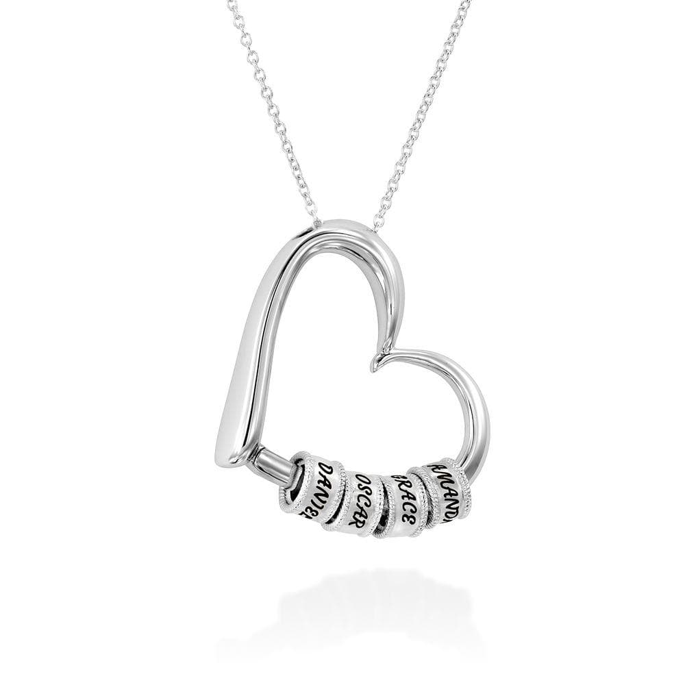 Mother's Day Gift Charming Heart Necklace with Engraved Beads - Image 7