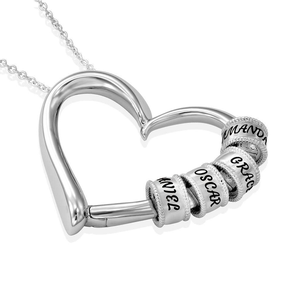 Mother's Day Gift Charming Heart Necklace with Engraved Beads - Image 8