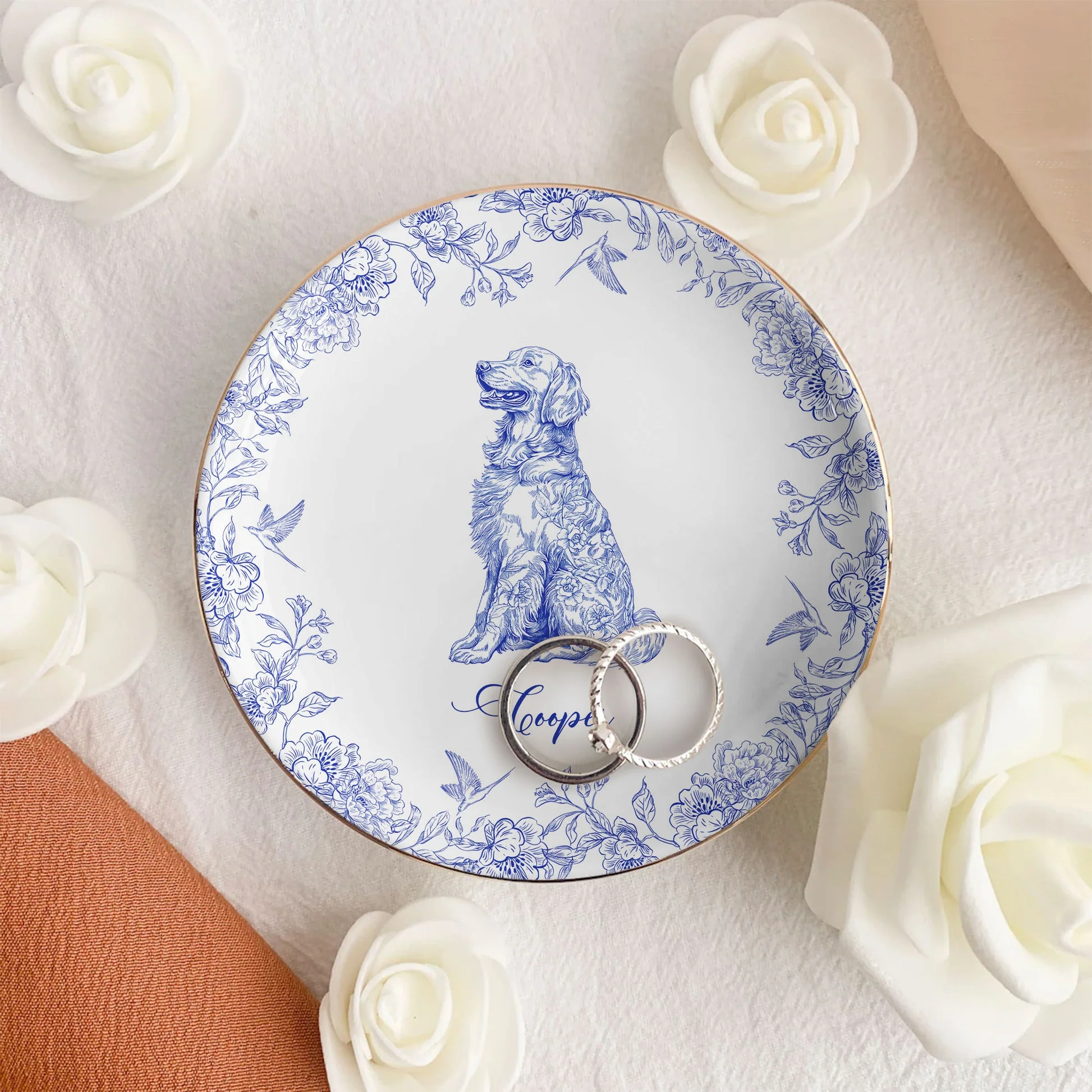 Chinoiserie Dog Breeds - Personalized Jewelry Dish - Image 2