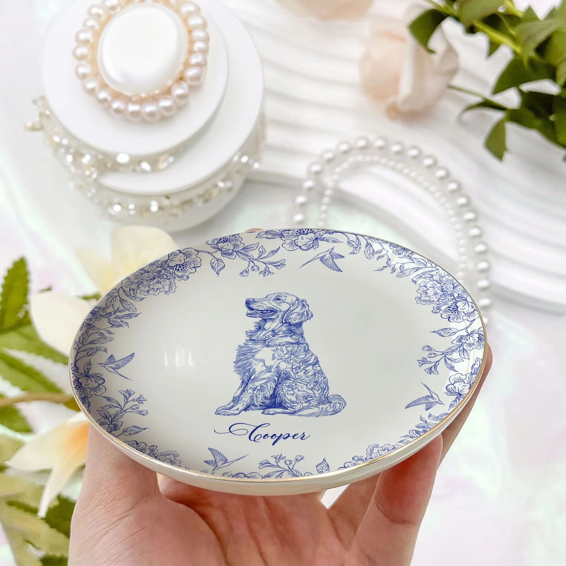 Chinoiserie Dog Breeds - Personalized Jewelry Dish - Image 3