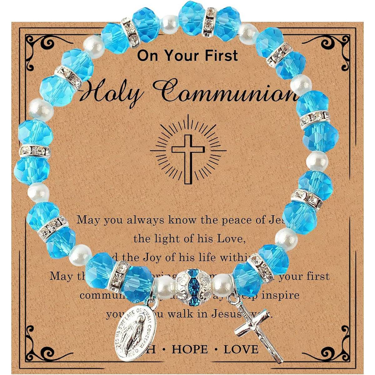 Christian Gifts for Women Girls Natural Stone Cross Bracelet - Image 2