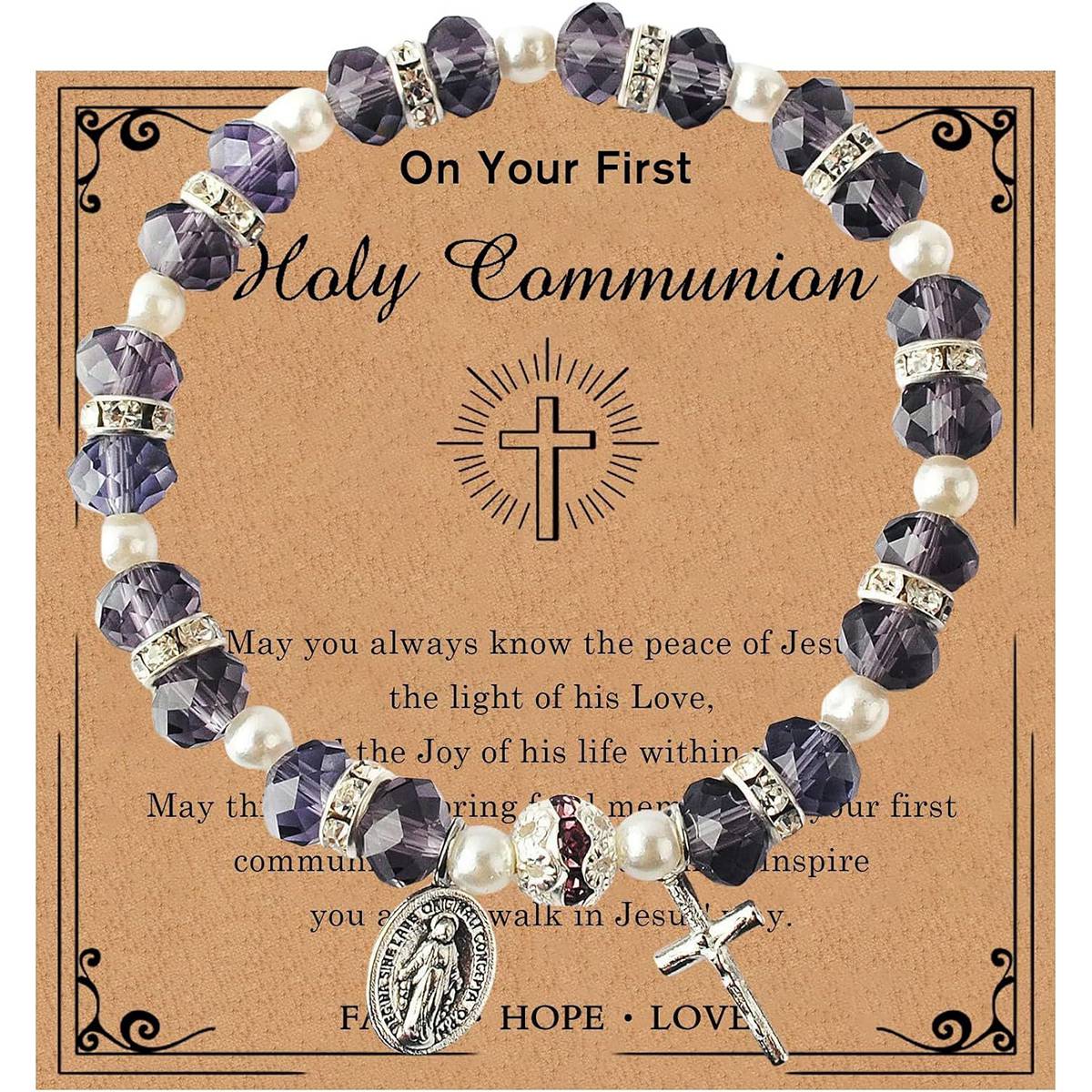 Christian Gifts for Women Girls Natural Stone Cross Bracelet - Image 3