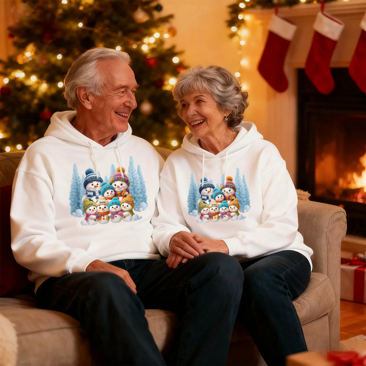 Christmas Blue Vibe Snowman Grandma - Personalized Hoodie - Christmas Gift for Grandma - Image 2