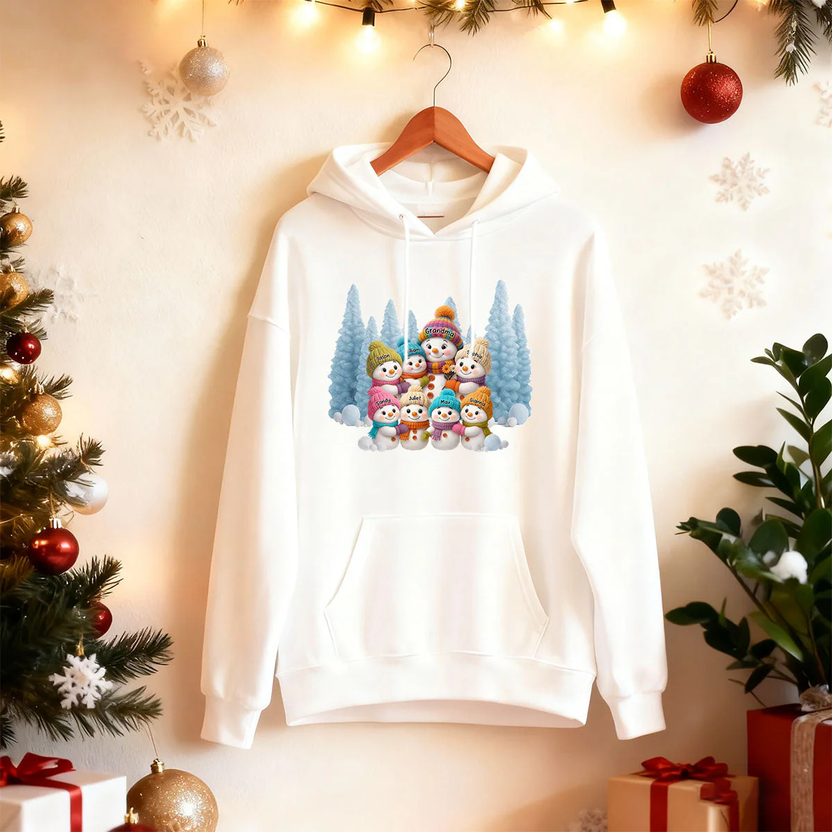 Christmas Blue Vibe Snowman Grandma - Personalized Hoodie - Christmas Gift for Grandma - Image 3