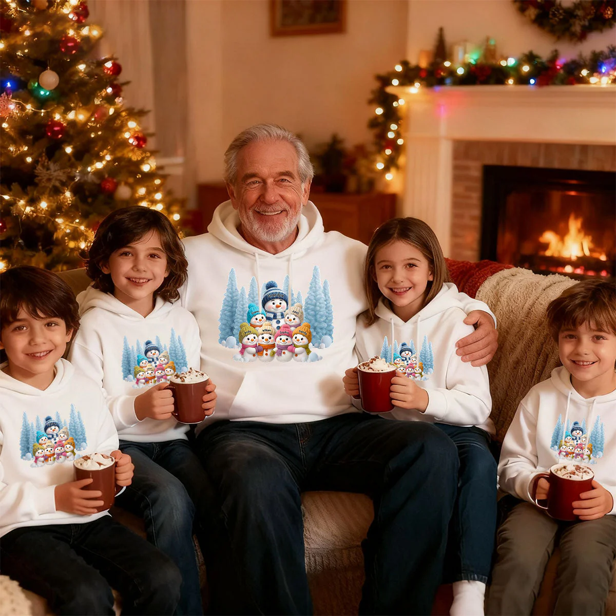 Christmas Blue Vibe Snowman Grandma - Personalized Hoodie - Christmas Gift for Grandma - Image 4