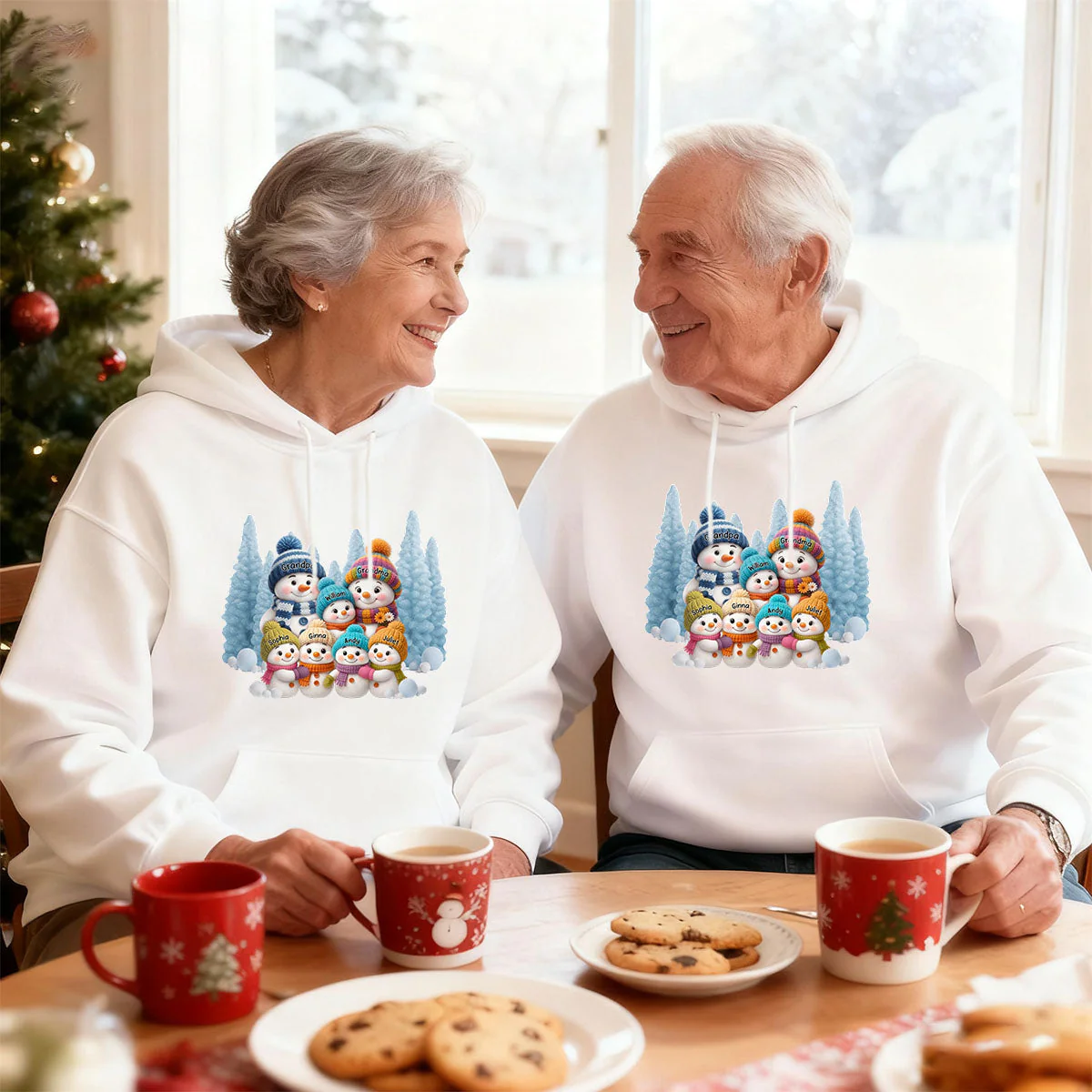 Christmas Blue Vibe Snowman Grandma - Personalized Hoodie - Christmas Gift for Grandma - Image 5