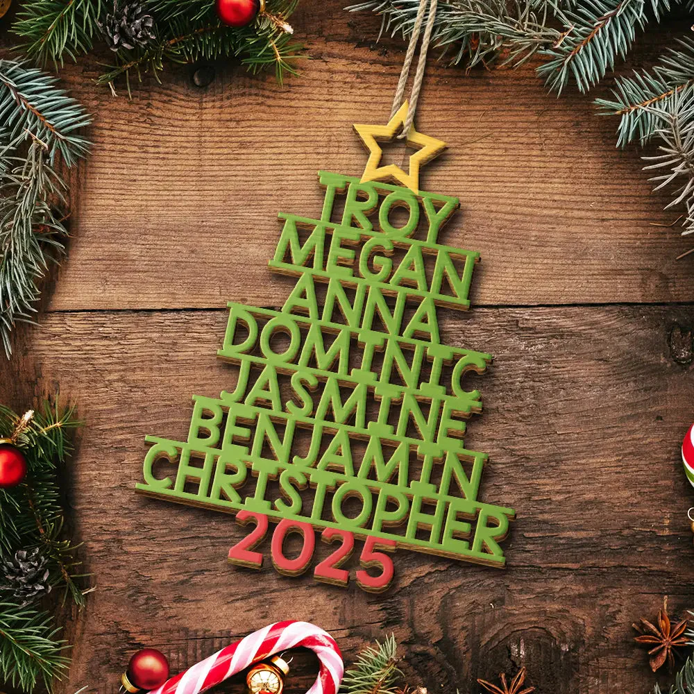 Christmas Color Tree Family Name - Gift For Family, Besties, Coworker - Personalized Wood Ornament - Image 2