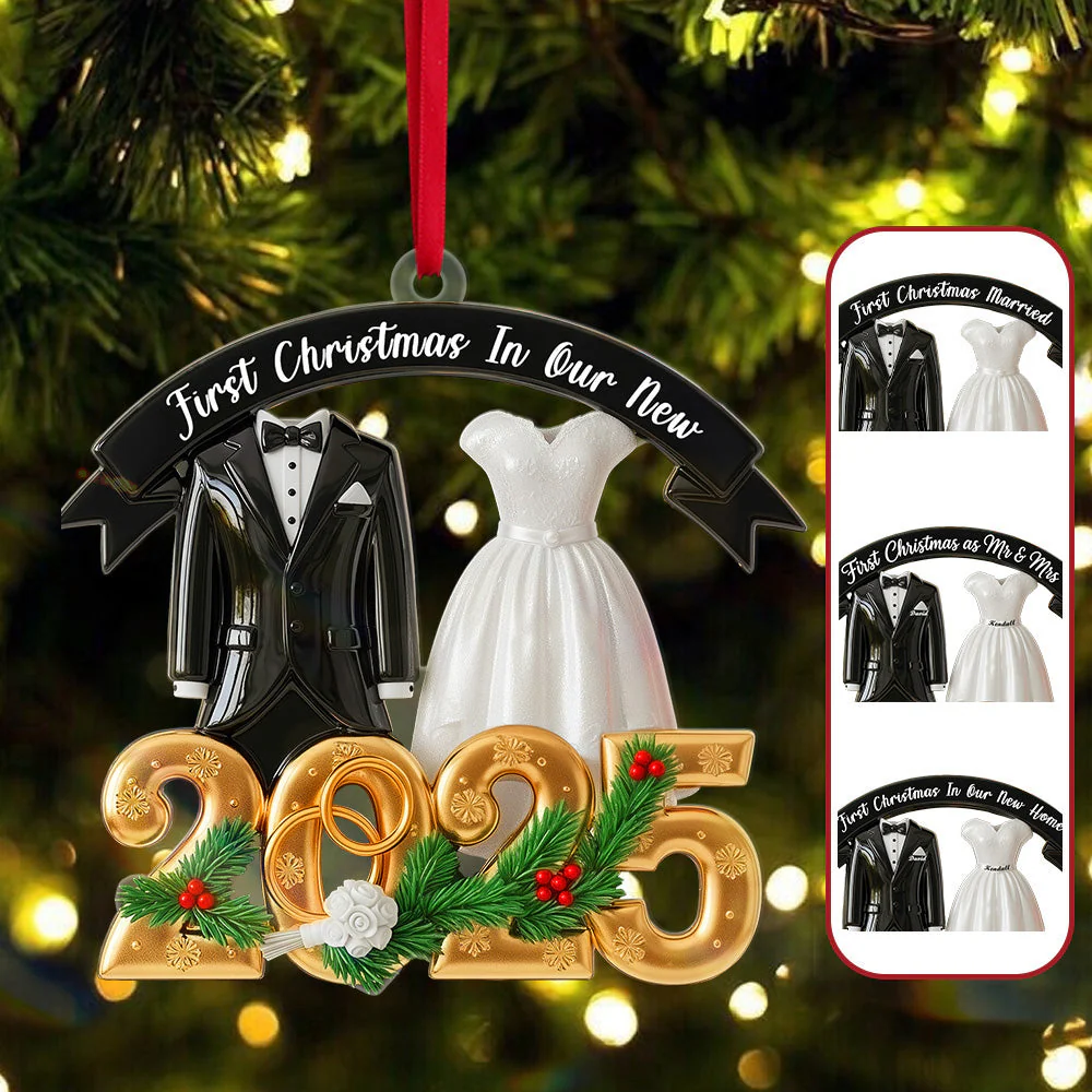 Christmas Couple Acrylic Ornament - Personalized Gift For Couple - Image 2