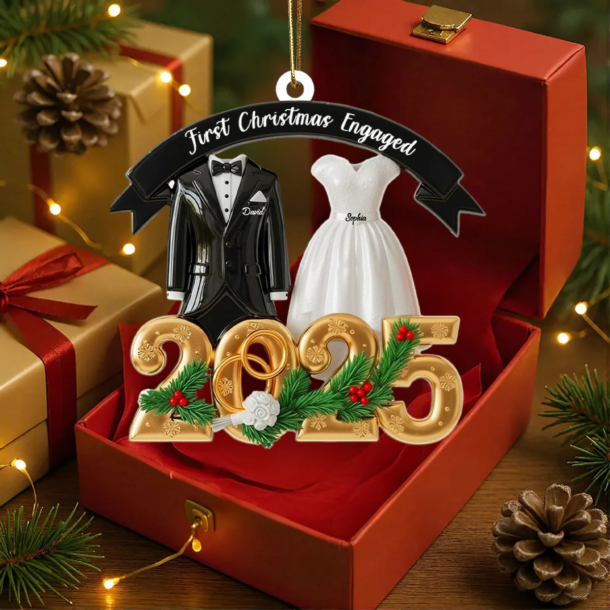 Christmas Couple Acrylic Ornament - Personalized Gift For Couple - Image 3