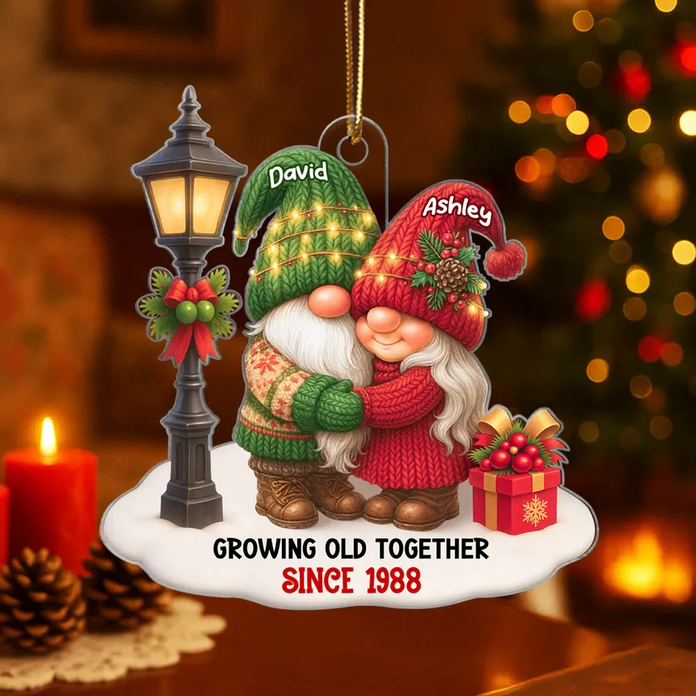 Christmas Couple Growing Old Together Personalized Acrylic Ornament - Image 2