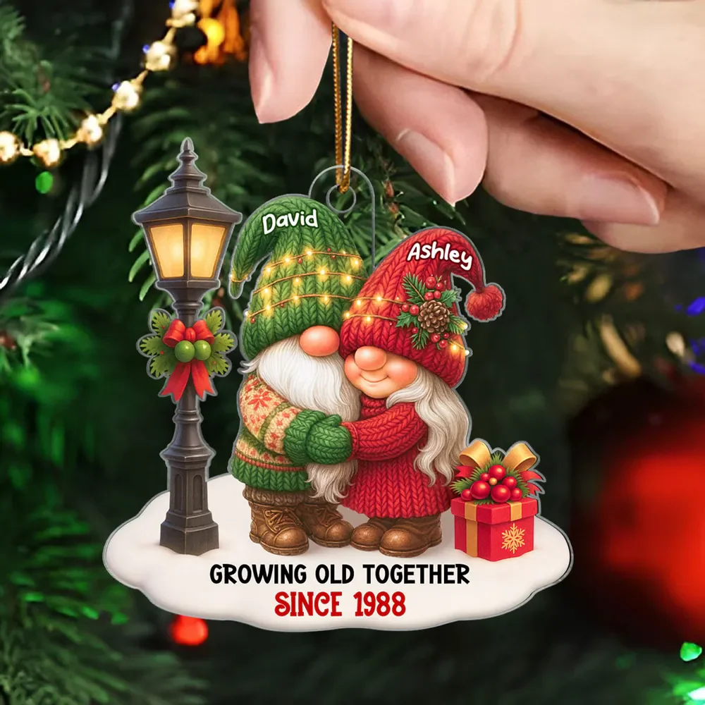 Christmas Couple Growing Old Together Personalized Acrylic Ornament - Image 3