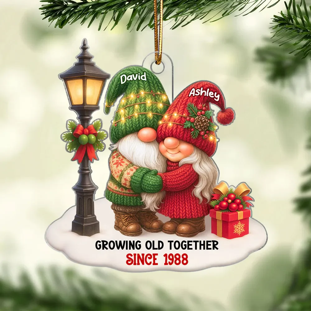 Christmas Couple Growing Old Together Personalized Acrylic Ornament - Image 4