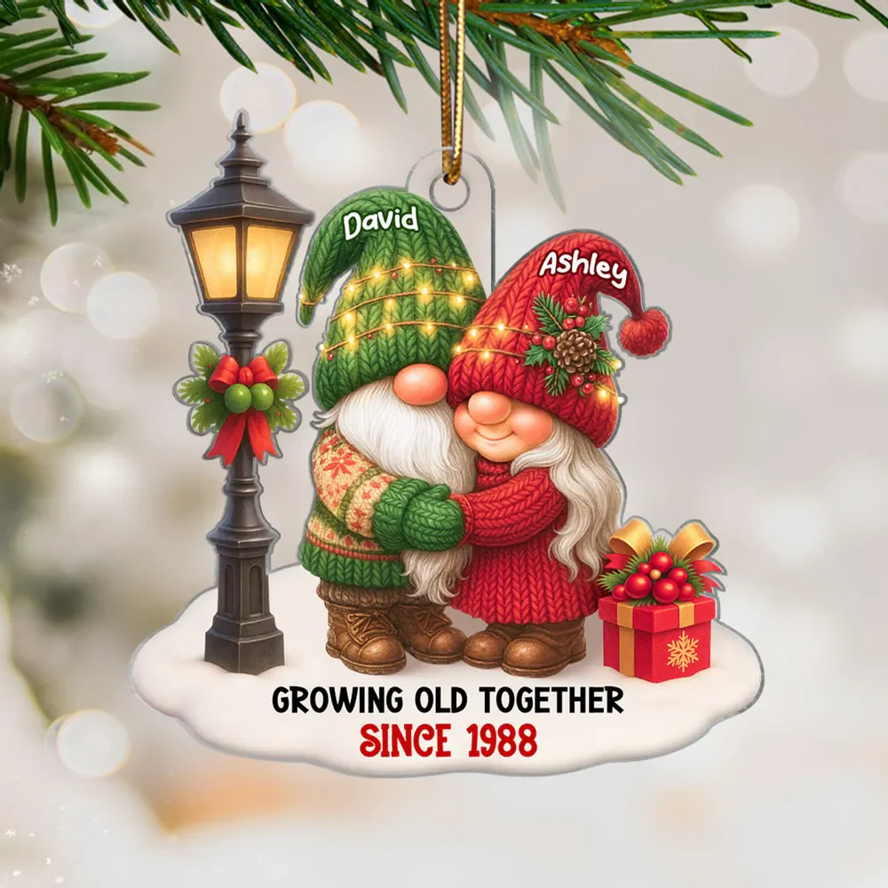 Christmas Couple Growing Old Together Personalized Acrylic Ornament - Image 5