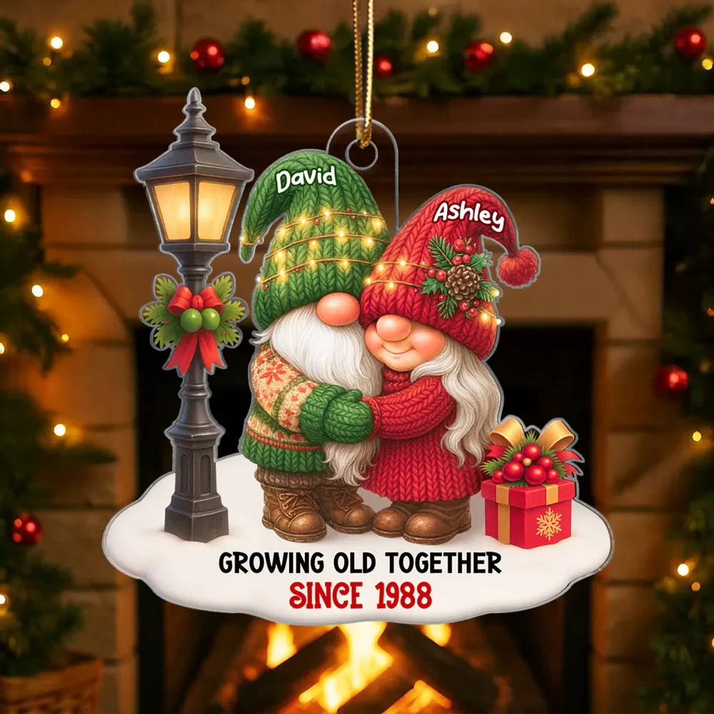 Christmas Couple Growing Old Together Personalized Acrylic Ornament - Image 6