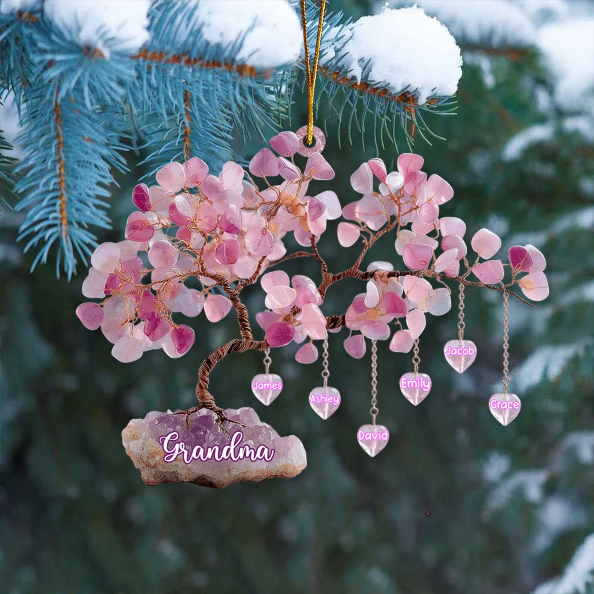 Christmas Gift For Mom/Grandma - Personalized Custom Tree Shaped Acrylic Ornament - Image 2