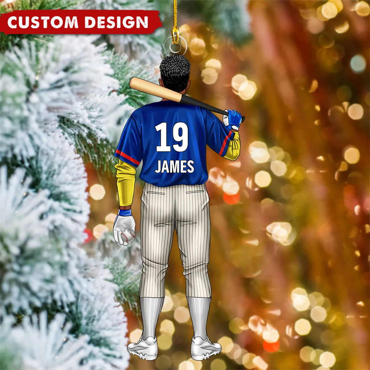 Christmas Gift For Baseball Batter - Custom Ornament - Image 2
